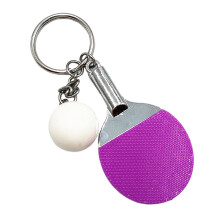 (Purple) 2pcs Key Holders Table Tennis Bat Pendant Keychain Mini Key Rings For Souvenir Prizes Gift