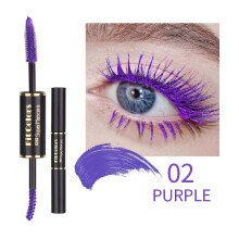 (Purple) Makeup Double-ended Color Mascara Thick Curling Waterproof Non-smoothing White Eyebrow Mascara
