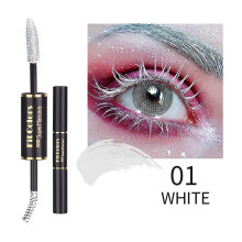 (White) Makeup Double-ended Color Mascara Thick Curling Waterproof Non-smoothing White Eyebrow Mascara