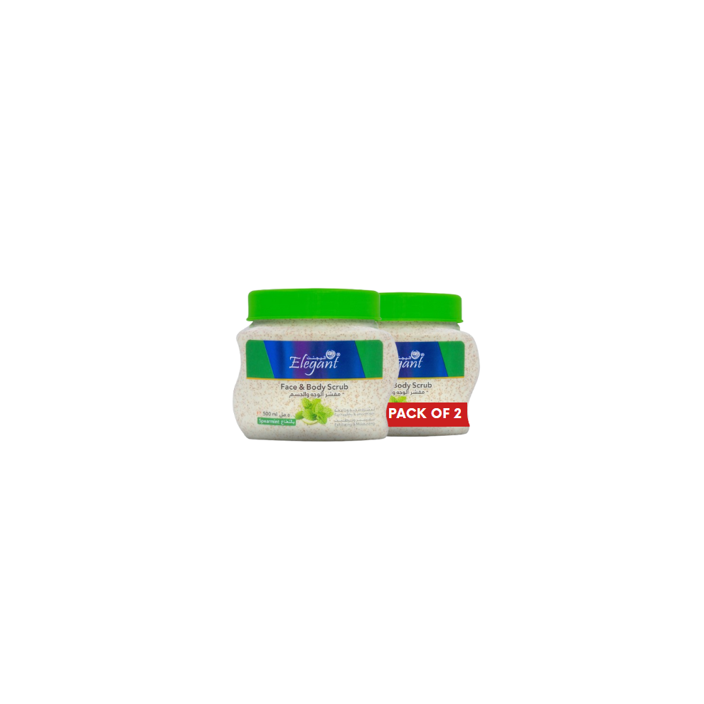 Elegant Spearmint Face & Body Scrub  Refreshing Exfoliating Scrub for Smooth, Revitalized Skin 500ml (Pack of 2)