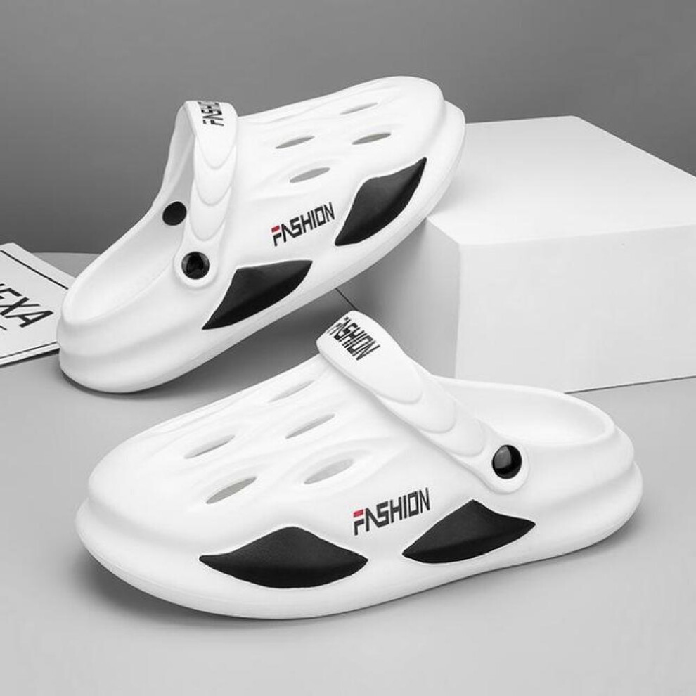 (white, 42-43) Fashion Men Slippers Comfortable Platform Outdoor Sandals Clogs Beach Slippers Flip Flops Male Indoor Home Slides Bathroom Shoes