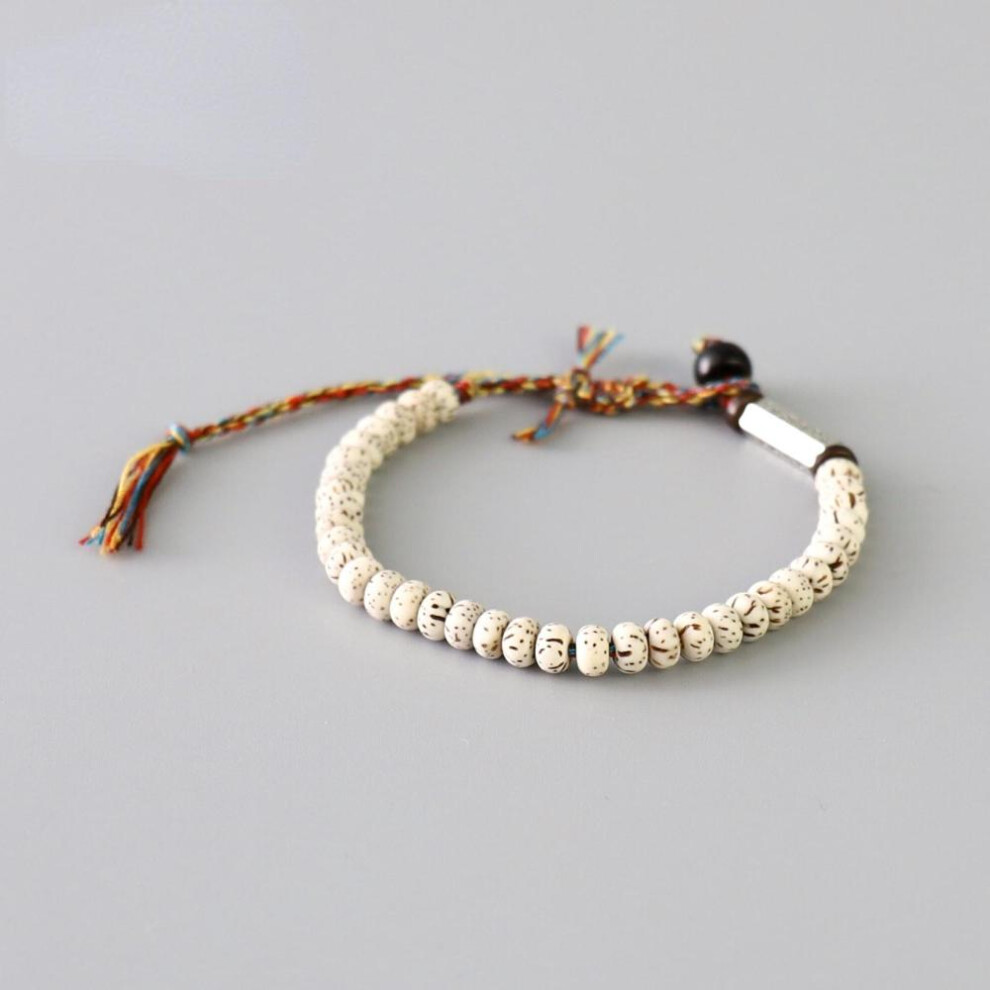 Tibetan buddhist Braided Cotton Thread Lucky Knots bracelet Natural Bodhi Beads Carved Amulet Handmade Bracelet For Men