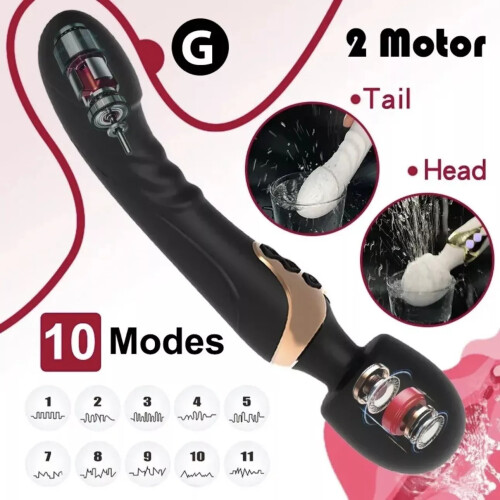 (Black) Double Sided Dildo for Women Wand Vibrator Clit 2