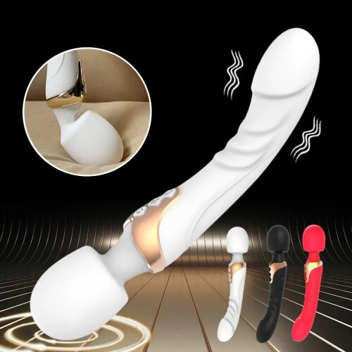 (White) Double Sided Dildo for Women Wand Vibrator Clit 2