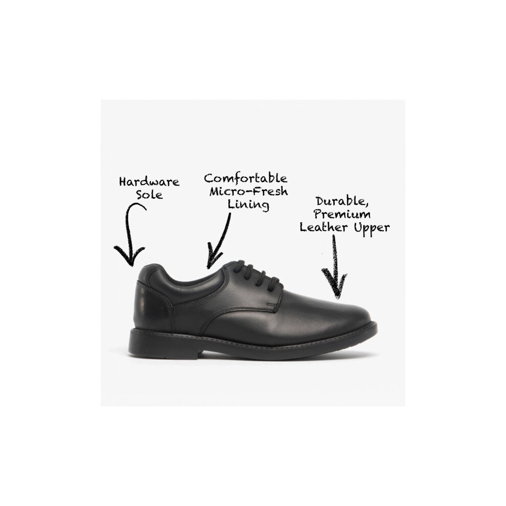 Hush Puppies (Uk 2.5, ) Tim Boys Leather School Shoes Black