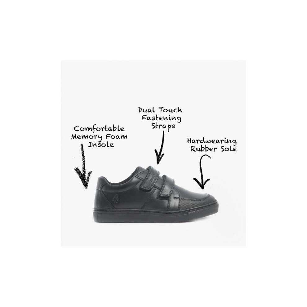 Hush Puppies SANTOS Boys Leather School Shoes Black