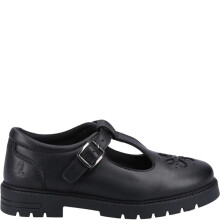 (UK 4, Black) Hush Puppies FIONA Girls Leather School Shoes Black