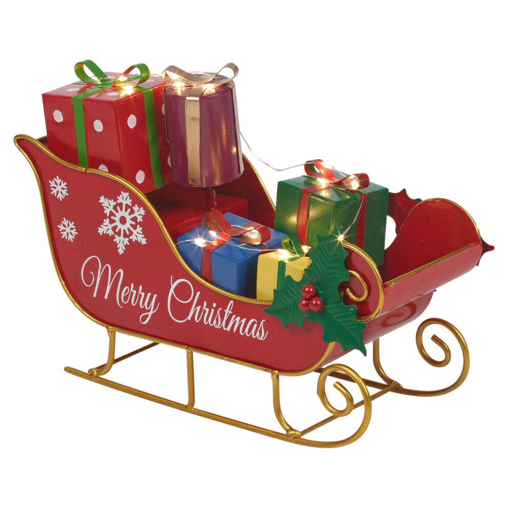 Urbn Living Merry Christmas Metal Santa Sleigh Ornament Led Presents Gift Decoration Display
