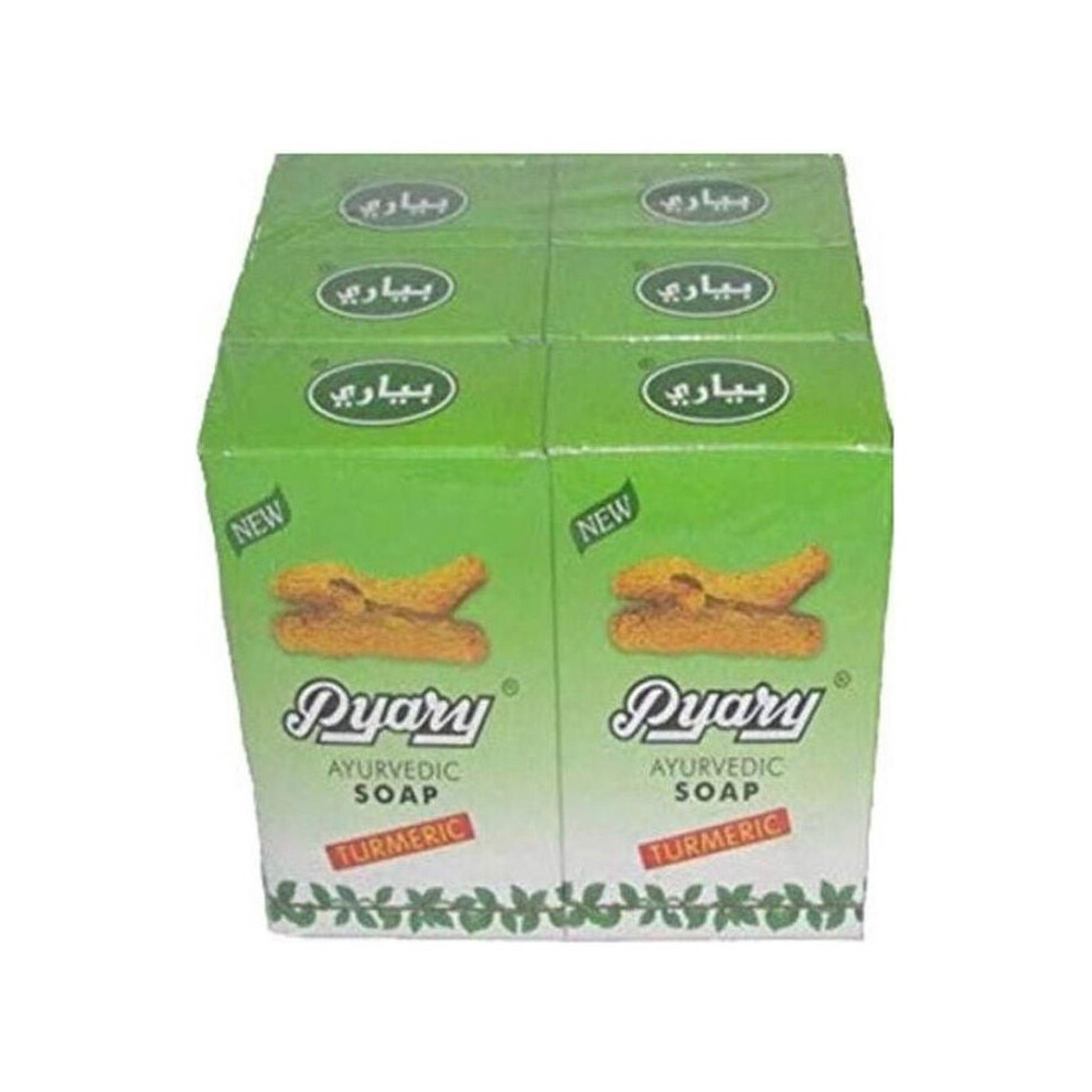 Pyary Ayurvedic Soap Turmeric 6Pcs | Reduces Inflammation & Dryness | Scar Remover