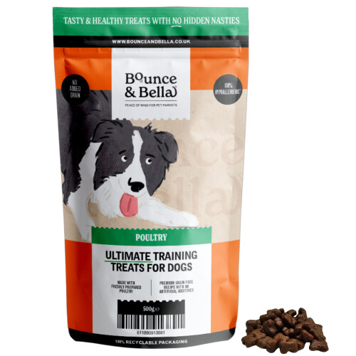 Premium Grain-Free Poultry Training Treats for Dogs - UK Made, 800 Treats per Bag, 80% Fresh Poultry