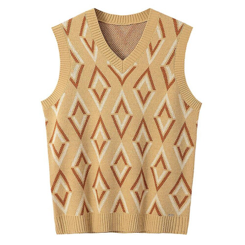 (L, Yellow) Mens Solid Sleeveless Pullover Outerwear Vest