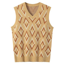 (2XL, Yellow) Mens Solid Sleeveless Pullover Outerwear Vest