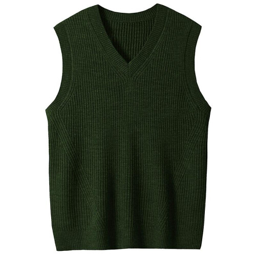 (4XL, Dark green) Mens Solid Sleeveless Pullover Outerwear Vest