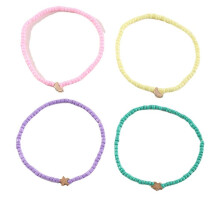 Children's Jewelry Summer Beach Solid Color Rice Bead Anklet Star And Moon Pendant 4 Sets