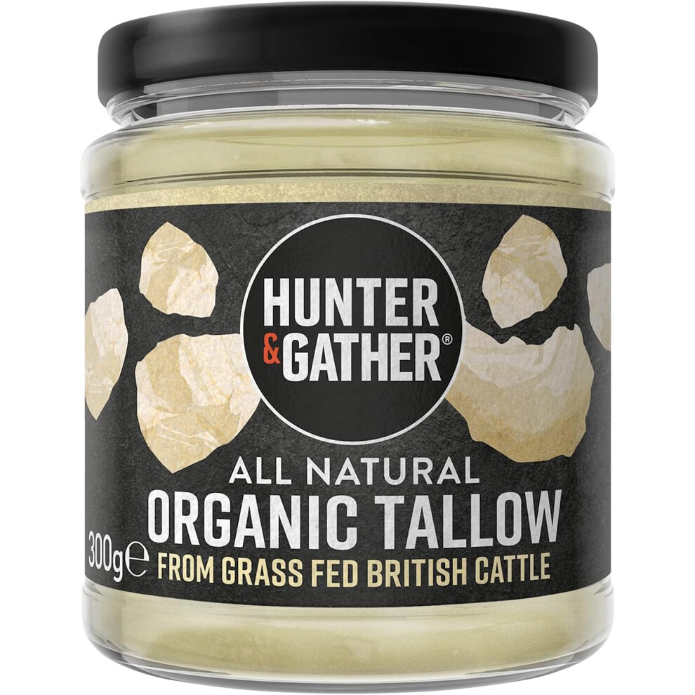 The Hunter & Gather Store Hunter & Gather Organic Beef Tallow From Grass Fed British Cows 300G Gluten Free, Seed Oil Free Keto, Low Carb, Paleo Simply 1 Ingredient I Glass Jar