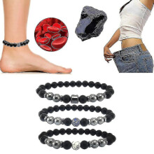 (1PC, ABC) Anti Swelling Obsidian Bracelet Anklet Anti-varicose Swelling Anklet - Magnetic Therapy Slimming