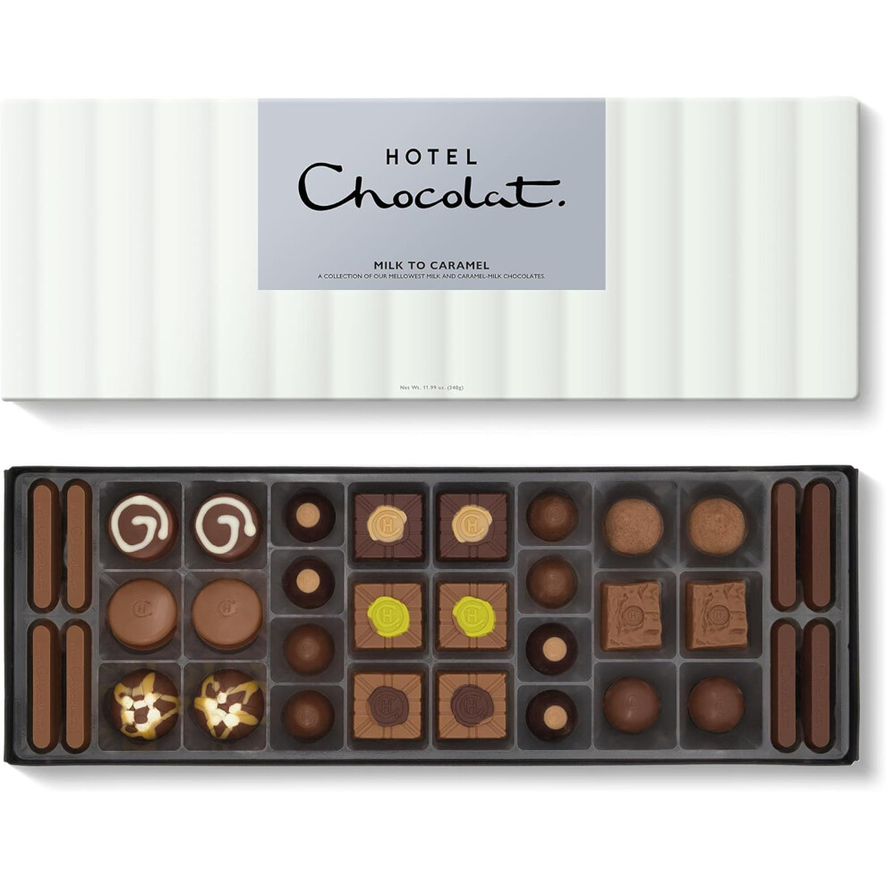 Hotel Chocolat Milk to Caramel Sleekster 340g - 34-Piece Milk and Caramel Chocolate Box - Chocolate Gift for Birthday