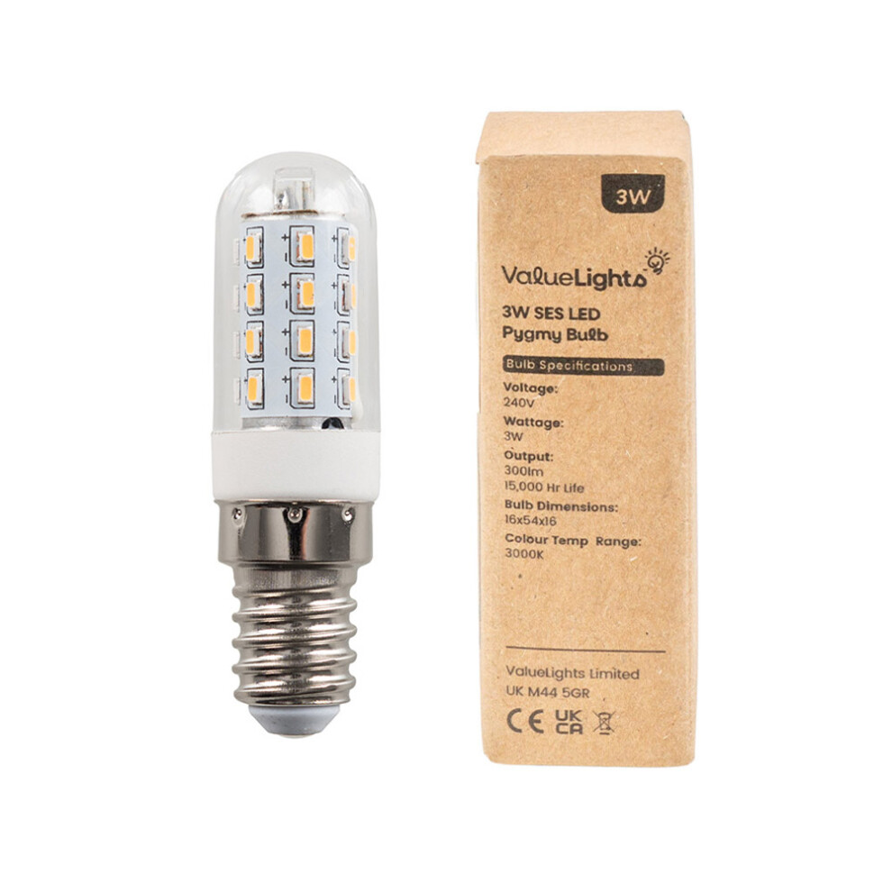 2 Pack of 3w SES E14 LED Pygmy Light Bulbs - 3000K Warm White