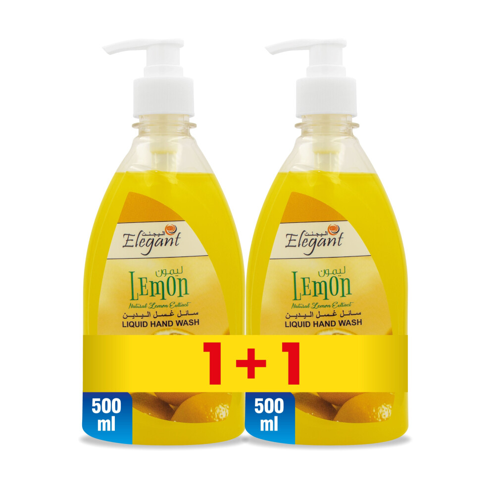 Elegant Liquid Hand Wash Lemon  Refreshing, Hydrating Hand Soap with Zesty Lemon Scent 500ml (Pack of 2)