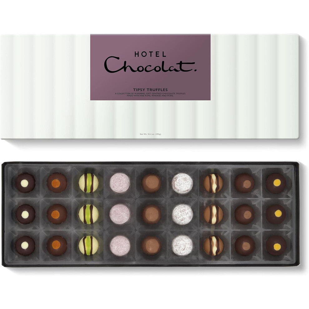 Hotel Chocolat Tipsy Truffles Sleekster 295g - 27-Piece Milk, Dark and White Liqueur Chocolate Box - Suitable for Vegetarians