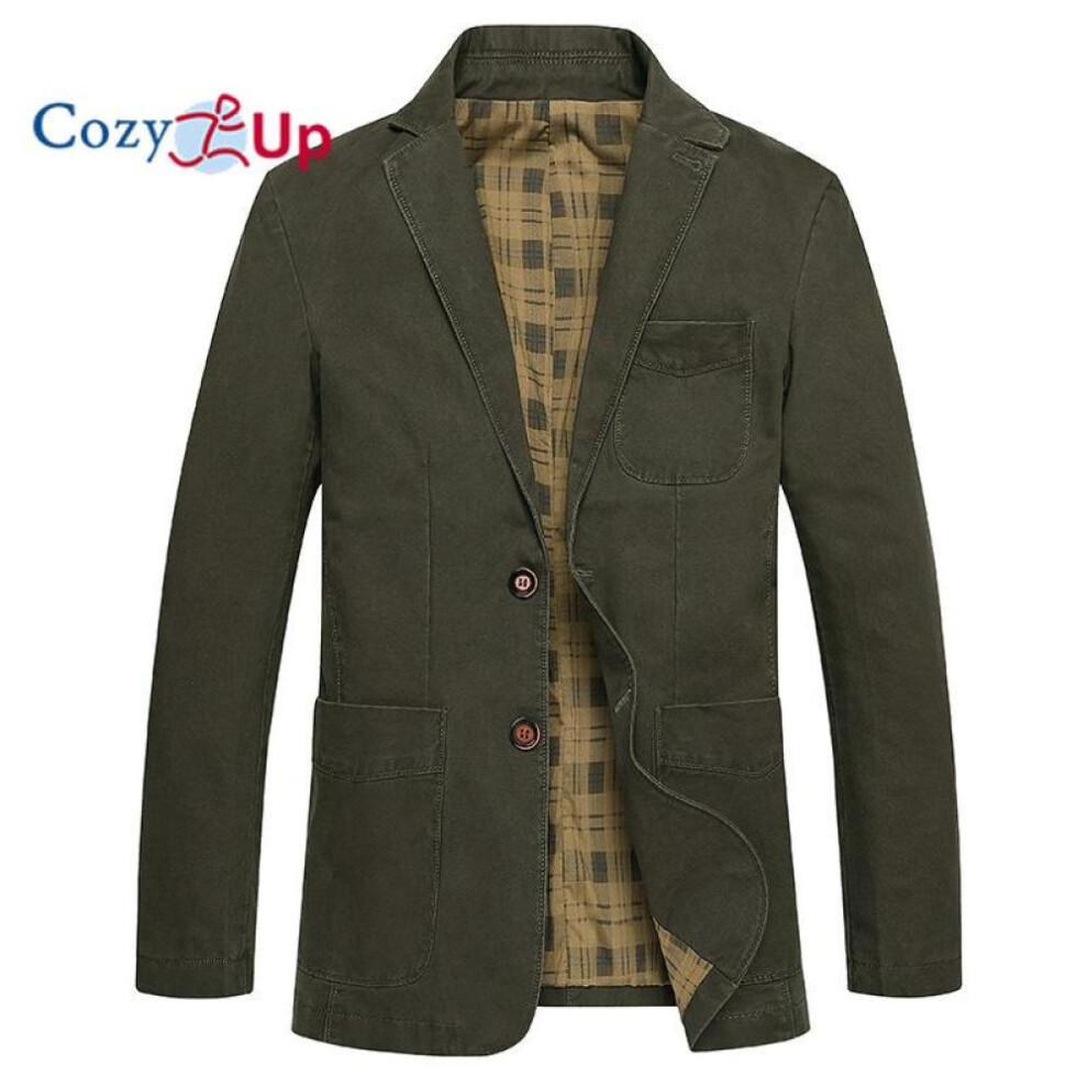 (green, XXL) Cozy Up Men&apos;s Retro Wash Slim Two Button Denim Blazer Jacket Casual Sport Coat