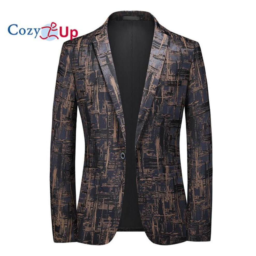 (dark brown, M) Cozy Up Men&apos;s Floral Party Dress Suit Stylish Dinner Jacket Wedding Blazer Prom Tuxedo