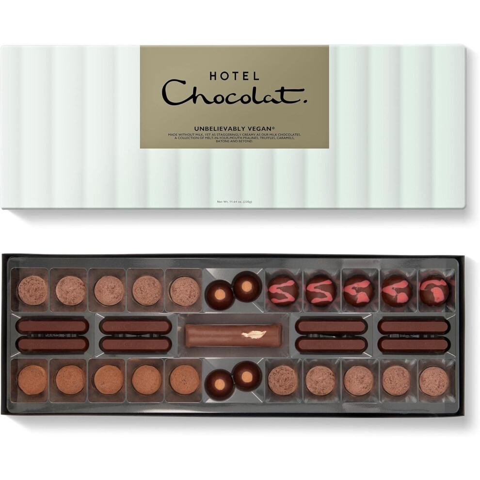 Hotel Chocolat Otel Chocolat Unbelievably Vegan Sleekster - 33 Cacao-Rich Chocolates, 330G - Suitable For Vegetarians & Vegans - Gifts For Birthday