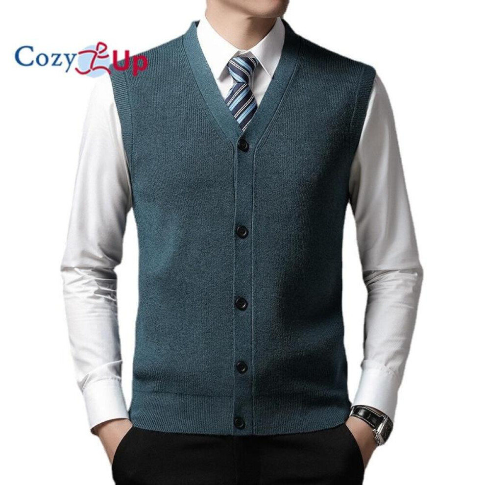 (navy blue, XXL) Cozy Up Men&apos;s Knitted Cardigan Casual Solid Color Vest Waistcoat Sweater