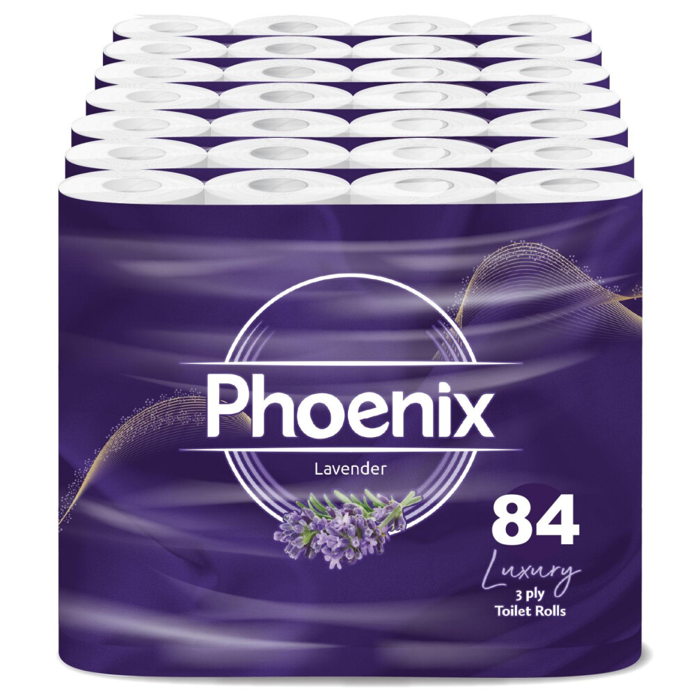 Phoenix 84 Rolls Fragrance 3 Ply Toilet Rolls Mega Pack Lavender