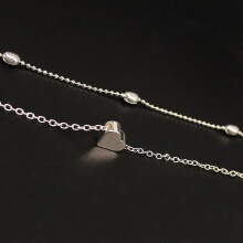 (Silver) Adjustable Love Heart Bracelet Foot Chain Women Girl Gift