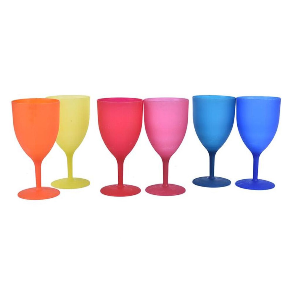 6 Pcs/set Plastic Wine Glass Goblet Cocktail Cups Colorful Frosted Picnic Party
