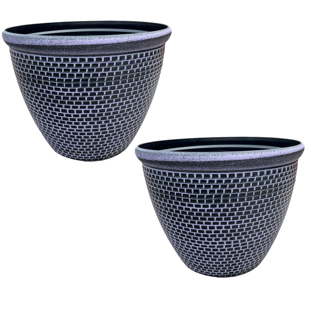 Gr8 Garden (Purple, Set Of 2) Cromarty Plant Pot 36Cm Plastic Flower Planter