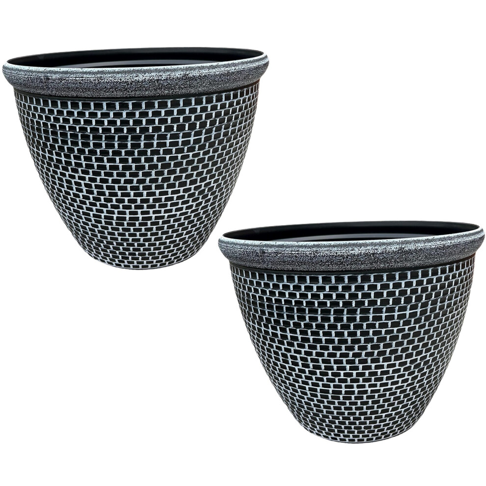 Gr8 Garden (White, Set Of 2) Cromarty Plant Pot 36Cm Plastic Flower Planter