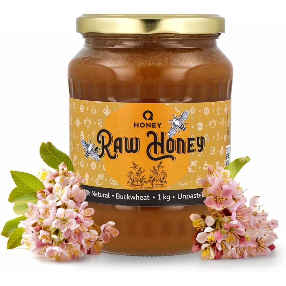 Q Honey Store Pure Raw Buckwheat Honey 100% Natural, Directly From The Hive 1 Kg | Unfiltered Unheated
