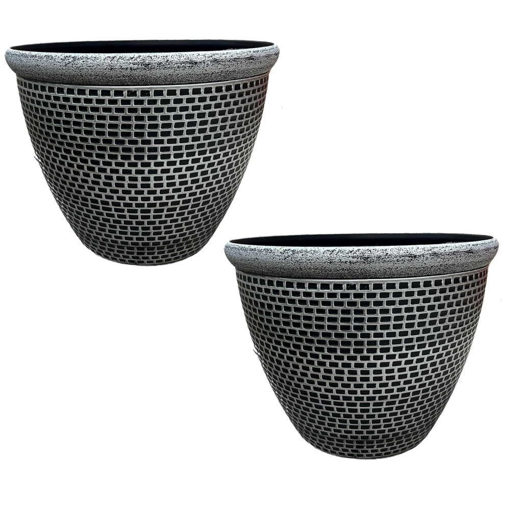 (Silver, Set Of 2) Cromarty Plant Pot 36cm Plastic Flower Planter