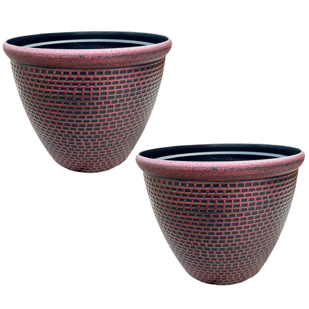 (Red, Set Of 2) Cromarty Plant Pot 36cm Plastic Flower Planter