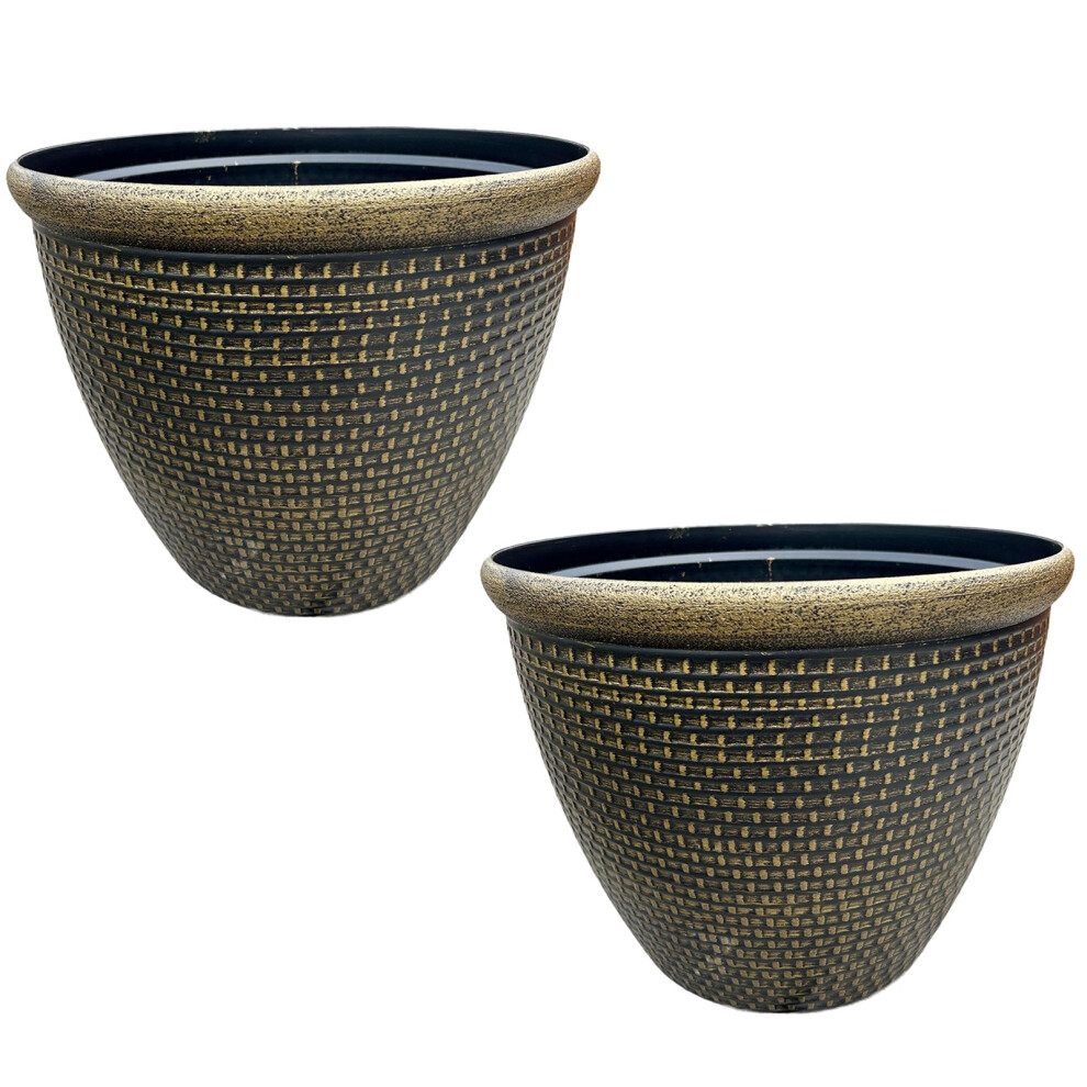 (Gold, Set Of 2) Cromarty Plant Pot 36cm Plastic Flower Planter