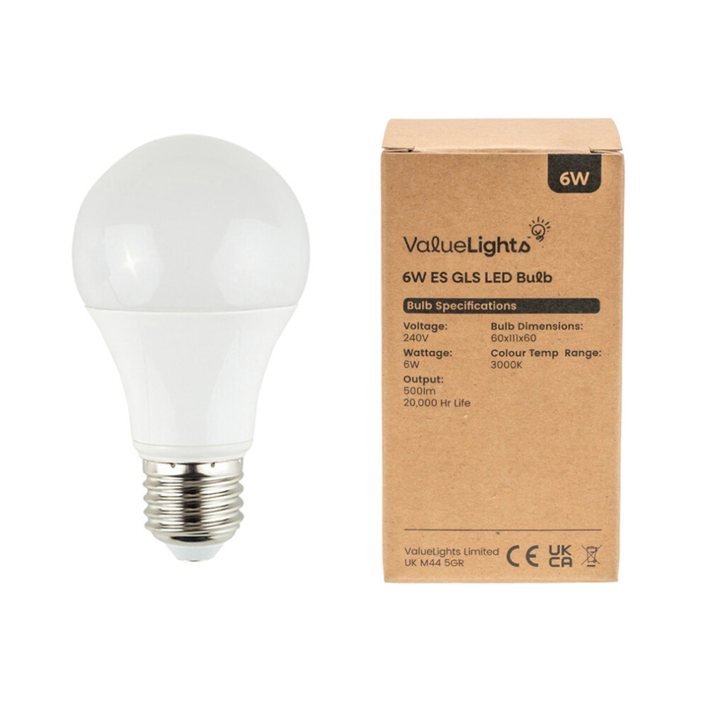 Pack of 8 High Power 6w LED ES E27 SMD GLS Energy Saving Long Life Bulbs [3000K Warm White]