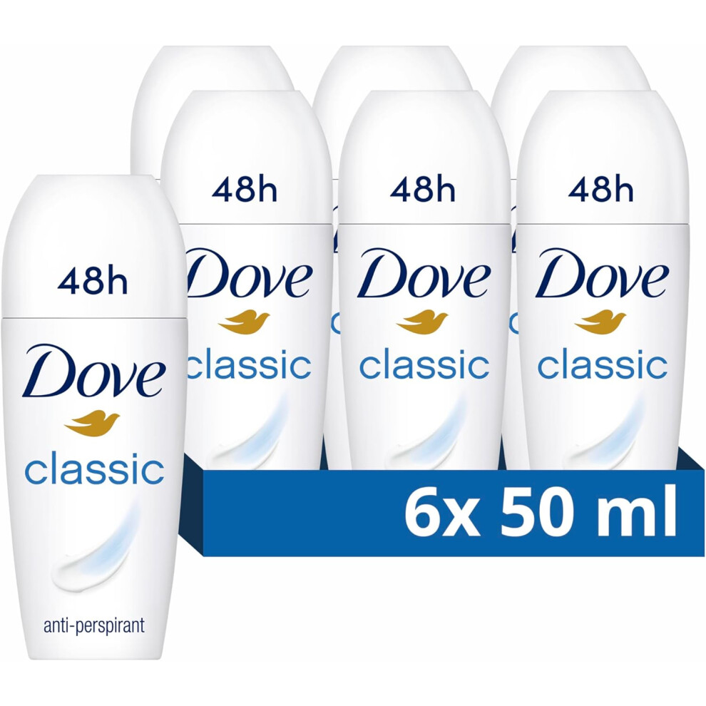 Dove Roll-On Deodorant, 6 x 50ml