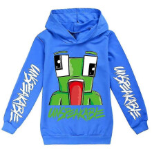 (7-8 Years, Dark Blue) Unspeakable Boys Printed Hooded Hoodies Kids Casual Pullover Sweatshirt Hoody Track Tops Age 7-14 Years