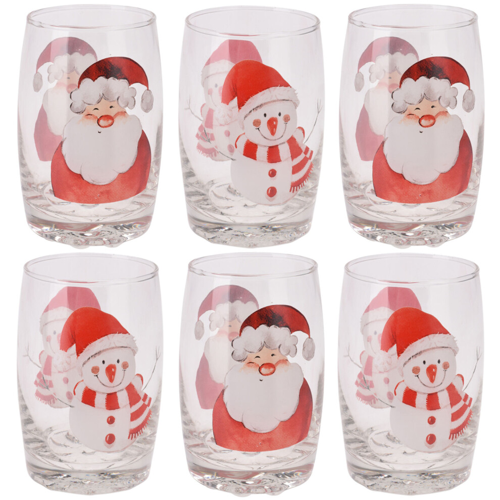 300ml Christmas Santa Snowman Drinking Glasses Kids Tumblers Set of 6