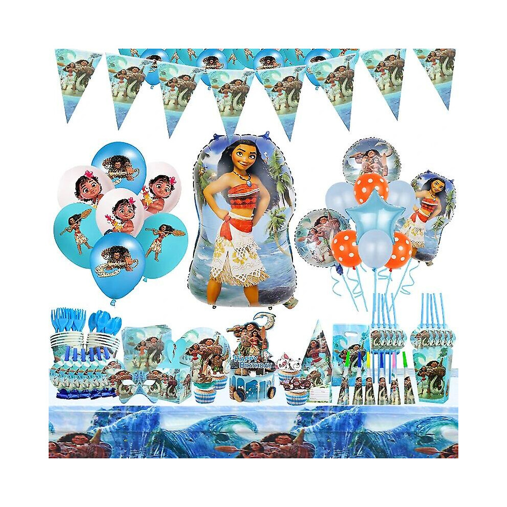 (6pcs  speaker) Moana Princess Birthday Party Decorations Girls Happy Birthday Disposable Tableware Supplies Balloons Paper Paty For Kids-image-OPC-PFTYG6G-NEW