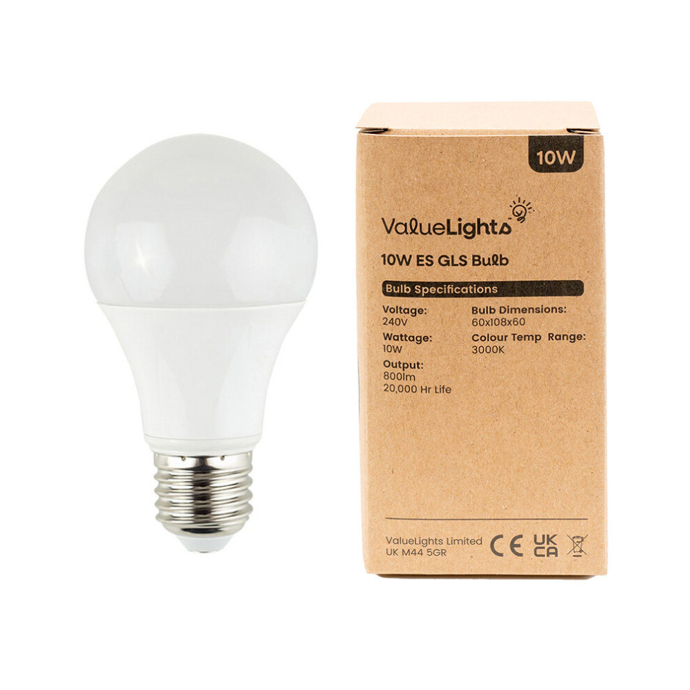 Pack of 8 High Power 10w LED ES E27 SMD GLS Energy Saving Long Life Bulbs [6500K Cool White]