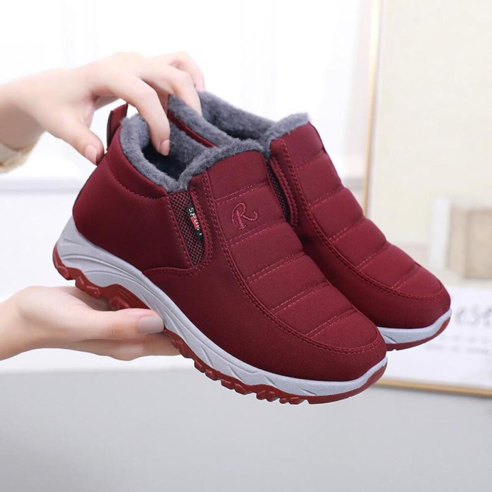 (red, 35) New Autumn And Winter Women Thick Warm Sports Shoes Non-slip Shock Absorption Lightweight High-top Sneakers