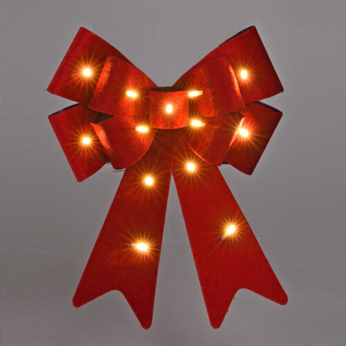 URBN Living (2x bows) 30cm Decorative Hanging Tree Top Topper Light Red Bow with Battery LED Lights 2