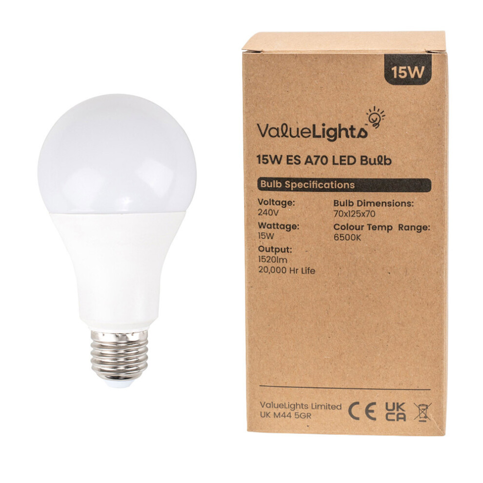 Pack of 4 High Power 15w LED ES E27 GLS Energy Saving Long Life Bulb - 6500K Cool White [Energy Class A++]