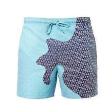 (xxl, light blue) New children's magical color changing beach shorts swimming trunks swimwear quick dry bath high quality