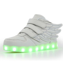 (33, A01) Led Light Up Hi-top Shoes With Wing Usb Rechargeable Flashing Sneakers For Toddlers Kids Boys Girls
