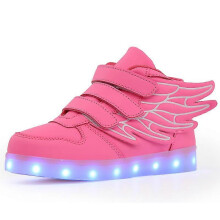 (35, A04) Led Light Up Hi-top Shoes With Wing Usb Rechargeable Flashing Sneakers For Toddlers Kids Boys Girls