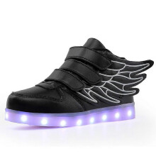(36, A03) Led Light Up Hi-top Shoes With Wing Usb Rechargeable Flashing Sneakers For Toddlers Kids Boys Girls